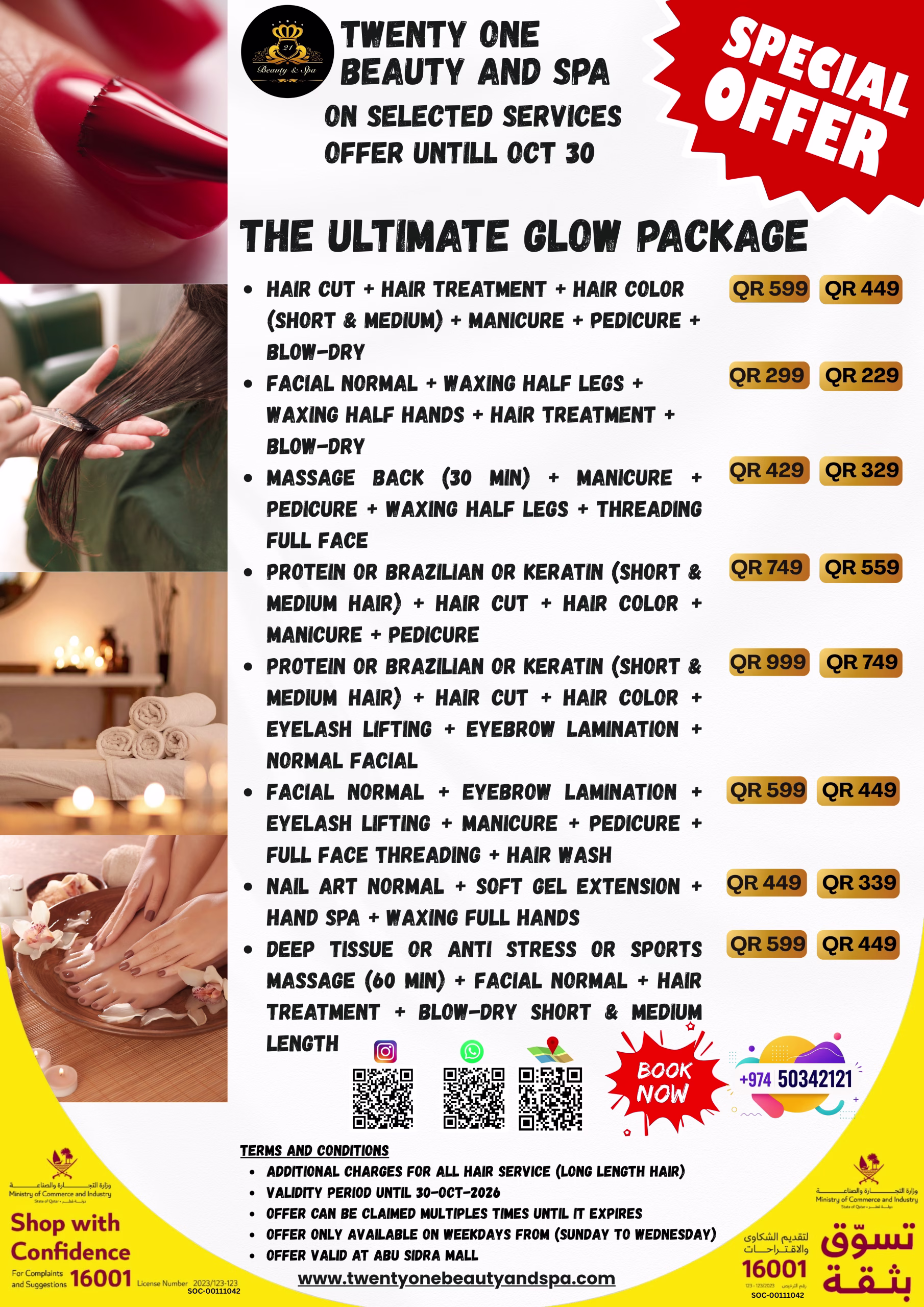 Professional beauty services including hair styling, rejuvenating facials, relaxing massages, threading, waxing, and custom henna at Twenty One Beauty and Spa.